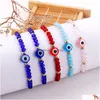 Charm Bracelets Charm Bracelets Turkey Blue Evil Eye Bracelet Women Handmade Rope Chain Crystal Lucky Eyes Beads Girl Party Jewelry Gi Dhzea