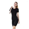 Tenues de yoga Femmes Fitness Chemises à séchage rapide T-shirt de sport élastique Collants Gym Running Tops T-shirts à manches courtes Blouses Maillots