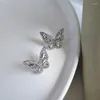 Ryggar örhängen Shinny Rhinestone Butterfly Inget hål örhänge Silverfärg Vackert temperament Enkelt öronklipp på för kvinnor