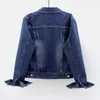 Koreaanse Elasticiteit Slanke Denim Jas Vrouwen Lange Mouw Korte Jas Lente Vintage Blauwe Vrouwelijke Jas Vrouw Kleding