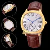 41 mm napęd de WGNM0003 zegarki białe tarcze Szwajcarski kwarc męski zegarek Rose Gold Case Brown skórzany pasek sportowy na rękę wysokie Quality250i