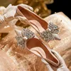 Scarpe eleganti Scarpe da sposa con strass di lusso Scarpe da sposa da donna Paillettes lucide Tacchi sottili Décolleté Donna Nastro Bowknot Scarpe con tacco alto Mujer 231108