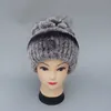 Berretti Beanie/Teschio Cappelli di pelliccia naturale per le donne Inverno Reale Rex Cappello di coniglio Pelliccia di volpe Lavorato a maglia Femminile Caldo Berretti da neve Donna Elegante Principessa Berretti Berretto 231108