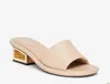 Women casual design slipper sandal Baguette nappa leather slide metal-logo mules sandals Women Wide-band Slides Cutout Metal Sculptural Heels flip flop 35-43box