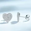 Stud -oorbellen 925 Sterling zilver voor vrouwen Micro Pave Zaken Hartvorm Zirkon Trendy Fine Jewelry