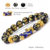 Strand Feng Shui Bransoletka Five Elements Porsity Bracelets Pixiu naśladowanie obsydian powodzenia Bogactwo koraliki Banles dla mężczyzn