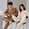 Indumenti da notte da uomo Autunno Coppia Pigiama Set Waffle Uomo Per il tempo libero Cotone Big Size Manica lunga Donna Homewear Pijama Homme Mujer Dropship