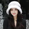 Berets Mink Hat Female Winter 2023 Tide Fisherman Fashion Wild Top 따뜻한 귀 보호 모피의 한국 버전