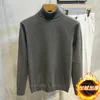 Suéteres masculinos 2023 outono e inverno suéter de pescoço alto malhas camisa de manga comprida feminina sólida slim fitunderlay para wa