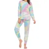Women's Sleepwear Womens Pajama Sets 2 Piece Tie Dye Long Sleeve Loungewear Fall Clothes Women Slippers Girl Size 5 Little Girls And Robe