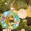 Decorative Flowers 1 Set Of Christmas Diamond Drawing Garland Xmas Wreath Hanging Sign Door Decoration