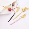 Forks Fork Stainless Mini Set 6Pcs Fruit Steel Gold Snack For Tea Salad Small Cake White Dinnerware Dessert