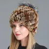 Beanies Beanie/Skull Caps Women Real Rex Fur Hat Warm äkta Sticked Natural Retail Wholesale1 Wend22