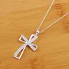 Hängen 925 Sterling Silver 18 Inches Zircon Elegant Cross Pendant Necklace For Women Fashion Jewelry Christmas Gifts