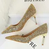 فستان الأحذية نساء 7.5 سم 10 سم مضخات الكعب عالي الزفاف الزفاف Scarpins Sparkly Heels الكعب سيدة الحزب الأحذية