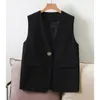 Gilets pour femmes Printemps et automne Bureau pour femmes Assortiment élégant Ceinture de poche pour femmes Cousu sur le côté Col en V Débardeur solide W04 230408