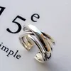 Cluster Rings 925 Silver Plated Open Justerbar Punk Cross Finger Ring for Women Girls Wedding Party Jewelry Gift E1230