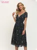 Casual Dresses S. FLAVOR Women's Star Print Summer Dress Deep V-Neck Short Sleeve Sexy Nightclub Vestedos de Boho Style Chiffon Dress 230408