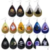 Dangle Chandelier New Halloween Leather Earrings For Women Water Drop Pumpkin Lantern Ghost Hat Skl Eyes Double Layer Sequins Prin Dhb3I