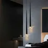 Lampade a sospensione Camera da letto luce da comodino lusso post-moderno minimalista Nordic netto rosso bar ristorante illuminazione lunga linea piccolo lampadario AA230407