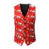 Men's Vests Christmas Santa Claus Snow Bell Printed Lovely Suit Vest For Men Neck Tie Set Male Slim Fit Family Party Clothing