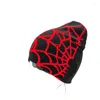 Berets Manufacturers Custom Streetwear Y2K Gothic Spider Web Graphic Design Jacquard Cuffless Reversible Winter Hat Knit Beanie For Men