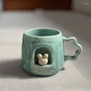 Mugs Style Mug Cute 3D Animal Pink Blue Handmade Ceramic Creative Water Cup Couple Coffee Milk Birthday Gift