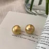 Ohrstecker Vintage Metall matt gebürstet halbrund für Frauen einfache Goldfarbe Kreis Kugel Statement Schmuck Geschenke