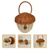 Storage Bags Hand Acorn Bag Flower Basket Portable Small Easter Baskets Rattan Handle Rustic Girl Weddings Woven Handles Handmade