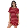 Women's Sleepwear Night Shirts Womens Nightgowns Cute Stripes Print Round Neck Short Sleeve Sleep Soft