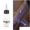 Tatoeage-inkten 15 ml fles Professionele fluorescentie-inkt Paars licht Micropigmentatie Pigment Uv voor bodypainting Drop Delivery Genezen Otgu4