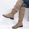 Bottes BCEBYL automne et hiver mode Sexy couleur unie chaud bout rond fond épais talon bas bottes confortables pour femmes Botas Mujer 231108