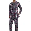Men's Tracksuits Nigerian Style Long Sleeves Sets Modern Design Print Wedding Groom Suits African Fashion Party Wear
