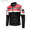 Mäns jackor Autumn Winter Men's Leather Jacket Locomotive Motorcykel PU Rand Stitching Punk Bike Windbreaker Bomber Jacket Thicken Coat Q231109