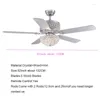 Crystal 52 Inch Ceiling Fans With Light Luxury Chandeliers Lamp Remote Control Home Decor Led Hanging Lamps