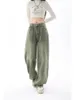 Women's Jeans Green women's jeans high waisted loose fitting straight leg women's jeans Y2k casual street wear women's pants loose fitting long legs 230408