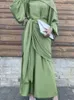 Abbigliamento etnico Preghiera Abito musulmano Donna Abaya 2 pezzi Set Cintura Marocco Partito Caftano Turchia Arabo Abito lungo Abiti Abiti Dubai 2023