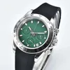 Relógios de pulso masculino cronógrafo relógio de quartzo japão vk63 movimento safira cristal 316l caixa de aço inoxidável pulseira de borracha mostrador verde