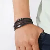 Pulseira de couro pulseira moda corda liga ímã fivela leme masculino separado para mim