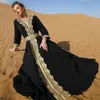 Etnische kleding elegante vintage moslimjurk dames avondfeest gewaadjurken voor abaya marokko caftan zwart borduurkant