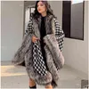 Fourrure pour femmes fausses sier manteau hiver féminine châle Houndstooth cape in bands cloaks veste pour la soirée de soirée x1106 drop livraison appare dhnmi