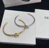 Einfache Designer-Knoten-Armreif-Armband-Manschette für Frauen, modisches Gold-Silber-Armband, Schmuck, hochwertiges Geschenk für Hochzeitsliebhaber