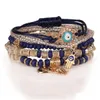 チャームブレスレットラッキーハンド邪悪な青い目チャームMticolorブレスレットバングルズトルコのmtilayer beads boho statement women bracelet drop d dhdxi