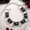 Gargantilha purui gótico grande círculo anéis link chian colar para mulheres meninas couro do plutônio com pico rrivet jóias colar presente de festa