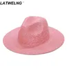 Chapéus largos de moda feminina feminina natural hat biquíni com designer de praia panamá rosa para mulheres elegantes por atacado eger22