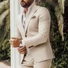 Costumes pour hommes Beige Tuxedos de mariage pour marié porter Slim Fit hommes d'affaires dernière conception 2 pièces Blazer avec pantalon mode masculine 2023