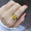 Fedi nuziali Anello da dito quadrato da 3 carati Fascia da festa color argento per le donne Regalo di gioielli da sposa di compleanno