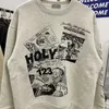 Sta x Rrr123 New Graffiti Comic Print Wash Vintage High Street Plüsch Pullover Unisex Mode