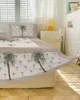 ベッドスカートブラウントロピカル植物ココナッツツリー弾性装備ベッドスプレッドマットレスカバーベッドセットシート