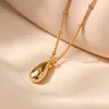 Gülüş Ccgood Su Damla Kolye Kolyeleri Kadınlar için Mücevher 18 K Kaplamalı Altın Renk Zinciri Yaka Metal Doku Aksesuarları